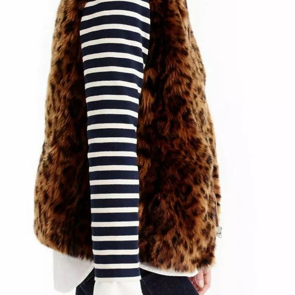 NWT J Crew Leopard Faux Fur Vest - Picture 3 of 8